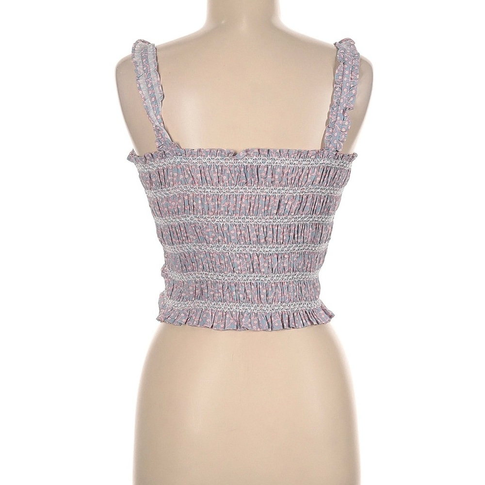 French Connection Purple Smocked Crop Tank Top - Picture 2 of 4